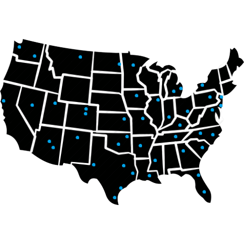 Map of continental United States showing Precision of New Hampton distrubtion centers.